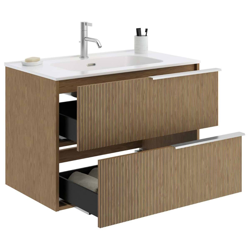 Kora 31.89" Wall Mounted Single Bathroom Vanity with Top, Silver
