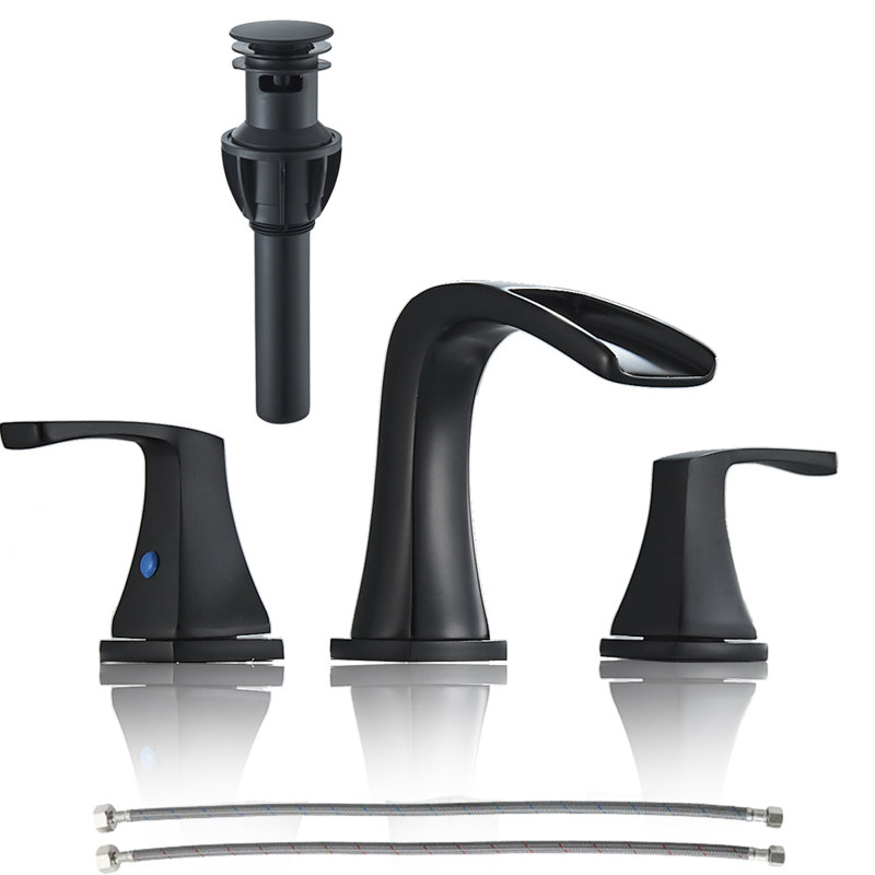 2-handle Bathroom Faucet with Drain Assembly, Matte Black