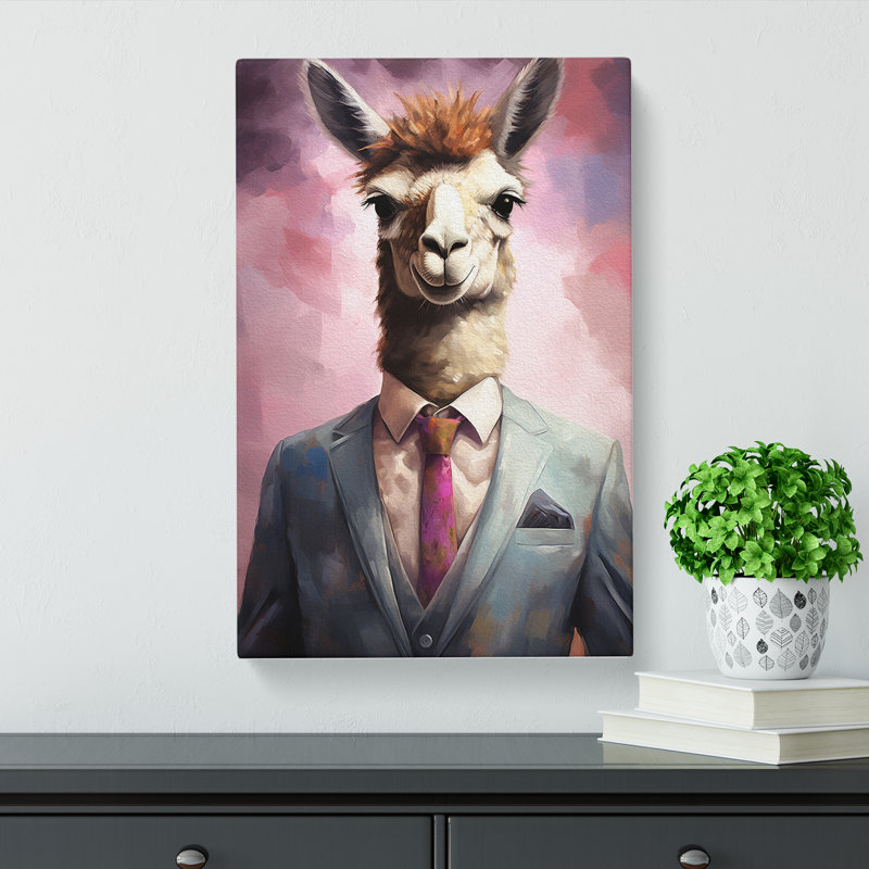 Llama In A Suit No.3 - No Frame Print, 50cm H x 35cm W x 3cm D