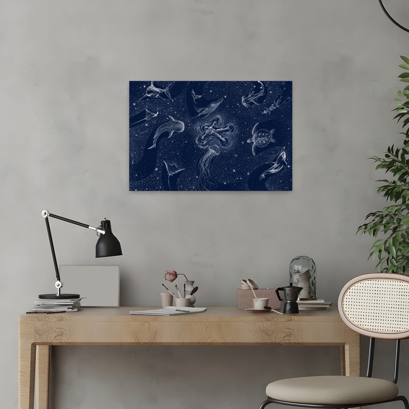 Cosmic Ocean Dream Surreal Abstract Contemporary Stingray Eagle Fish Landscape Nature Wall Art Print by AlirAza CAKIR - Print