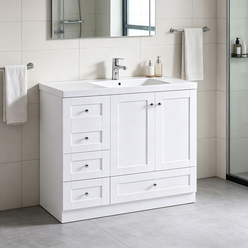 [Cabinet seulement] Meuble-lavabo blanc de 36 po (lavabo non inclus), Blanc, Blanc