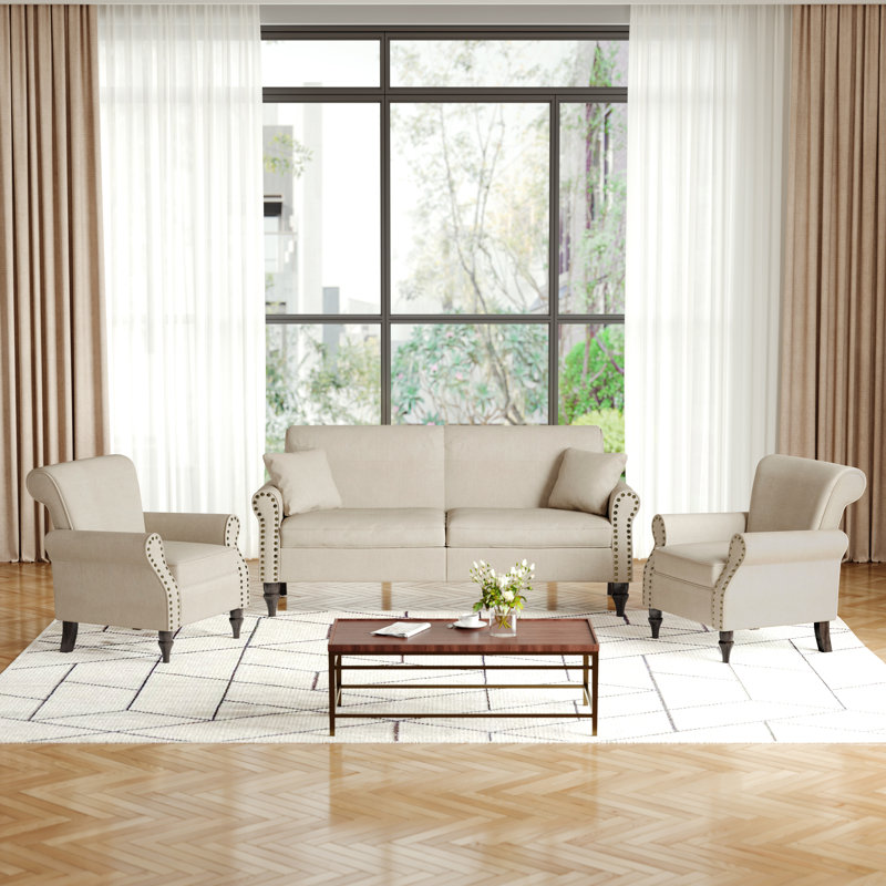 Arian 3 Piece Sofa Set, Beige