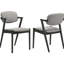 2 chaises grises de style Mid-Century moderne et confortables avec cadre noir et 2 chaises rembourrées