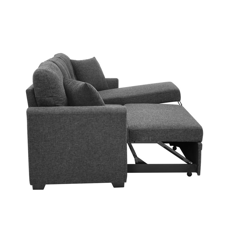Barrientez 85'' Upholstered Sleeper Sofa, Dark Gray Linen Blend