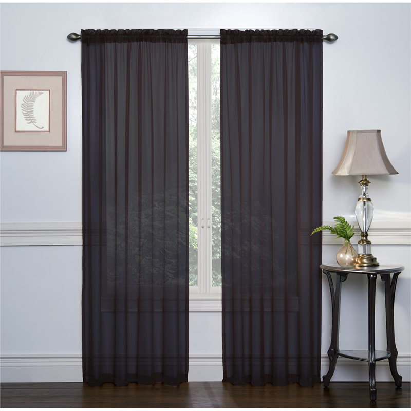 Emmons Sheer Curtain Pair, Black