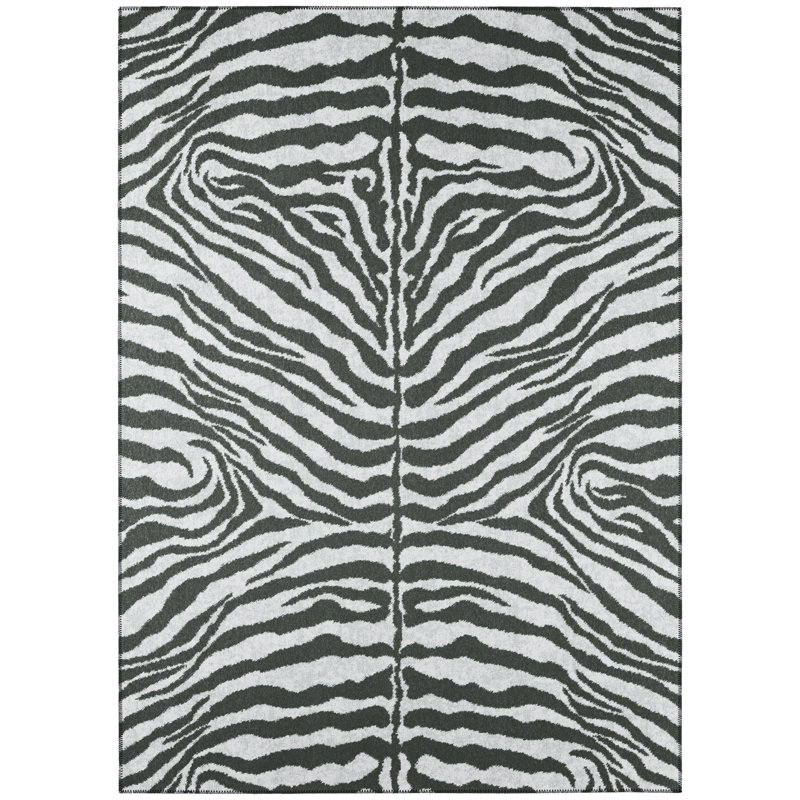 Chenille Washable Animal Print Indoor / Outdoor Rug, Rectangle 8' x 10'