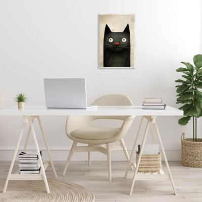 Chat souriant noir, art mural par Roozbeh Bahramali