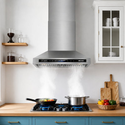 Hotte murale 36 pouces 900 CFM, hotte de cuisine convertible en acier inoxydable à conduit / sans conduit avec commande vocale / tactile / tactile