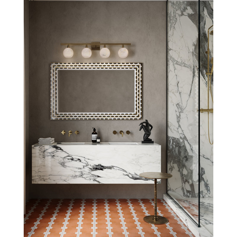 Macy Rectangle Mother Of Pearl + Horn + Brass Wall Mirror
