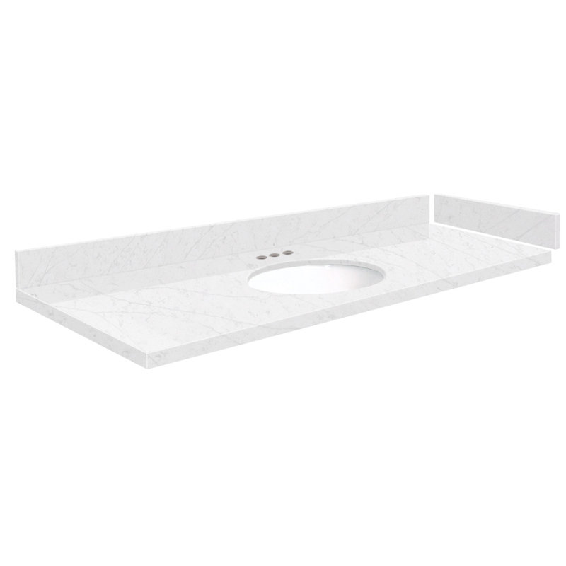 57.75'' Quartz Single Bathroom Vanity Top with Sink, Statuario