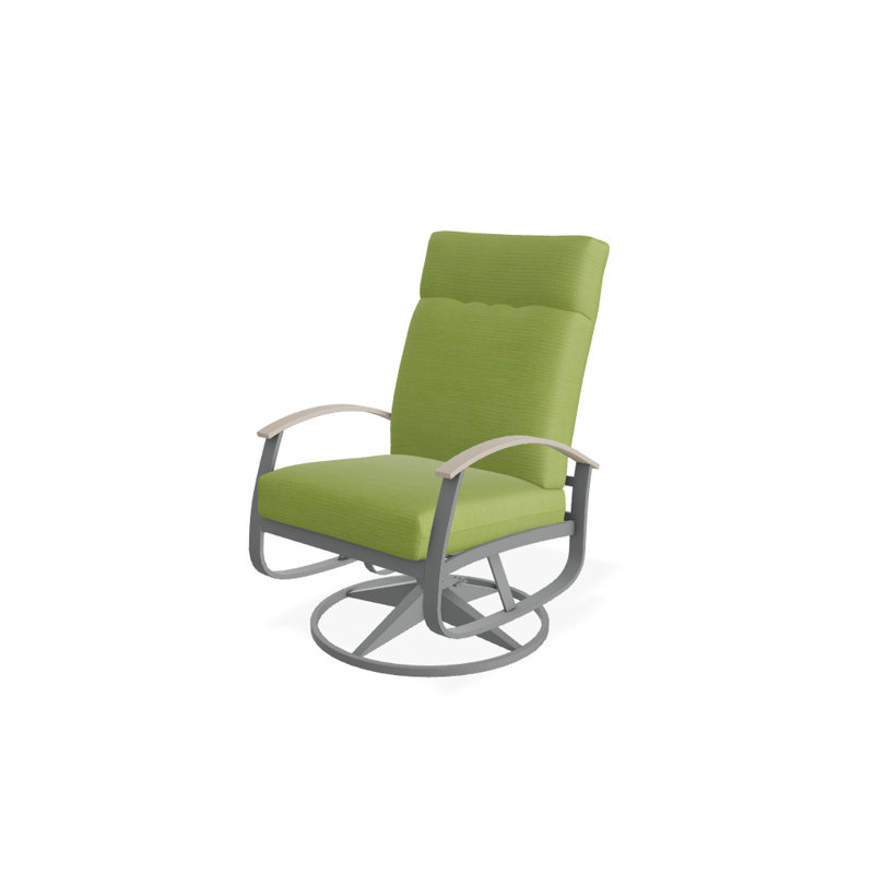 Chaise de patio pivotante avec coussins Askar, Graphite texturé, Rouge 1A, Désert P60