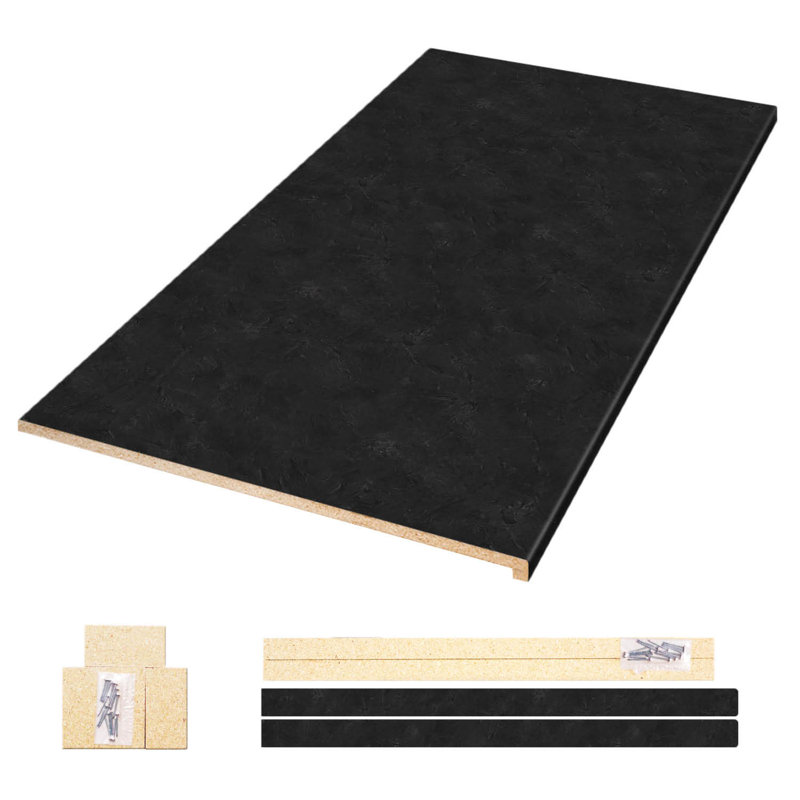 Ensemble de comptoir en stratifié ardoise 96 po / 8 pi avec bord détendu Ora