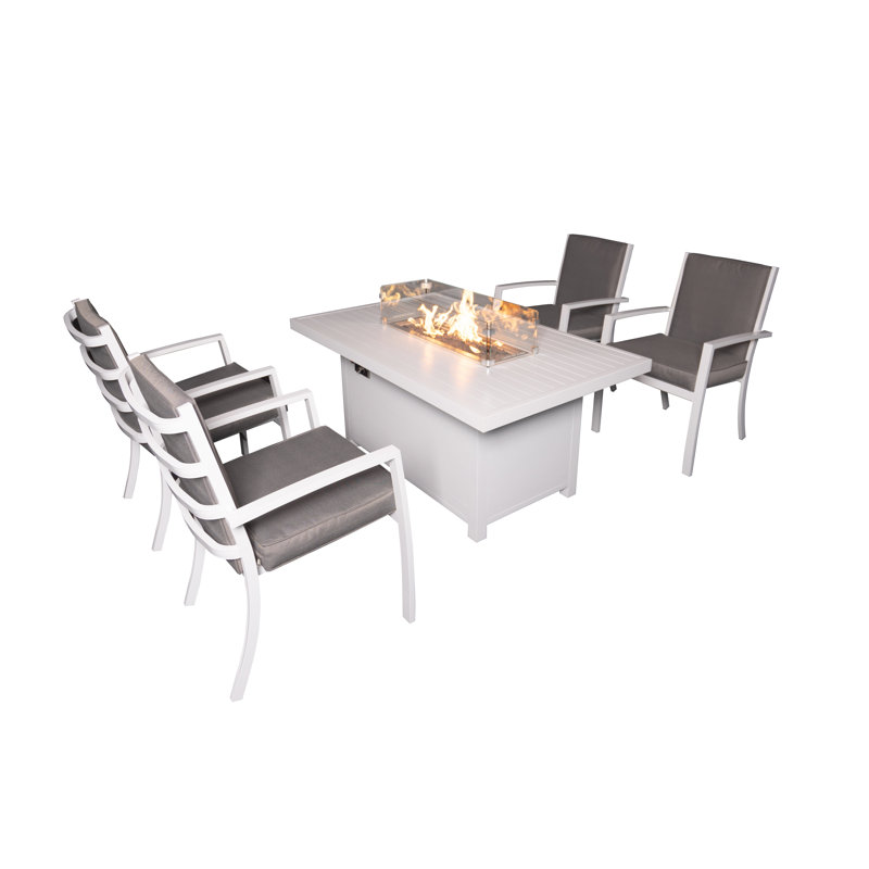 Ensemble de salle à manger de restaurant rectangulaire pour 4 personnes L 55,12 po Eddana