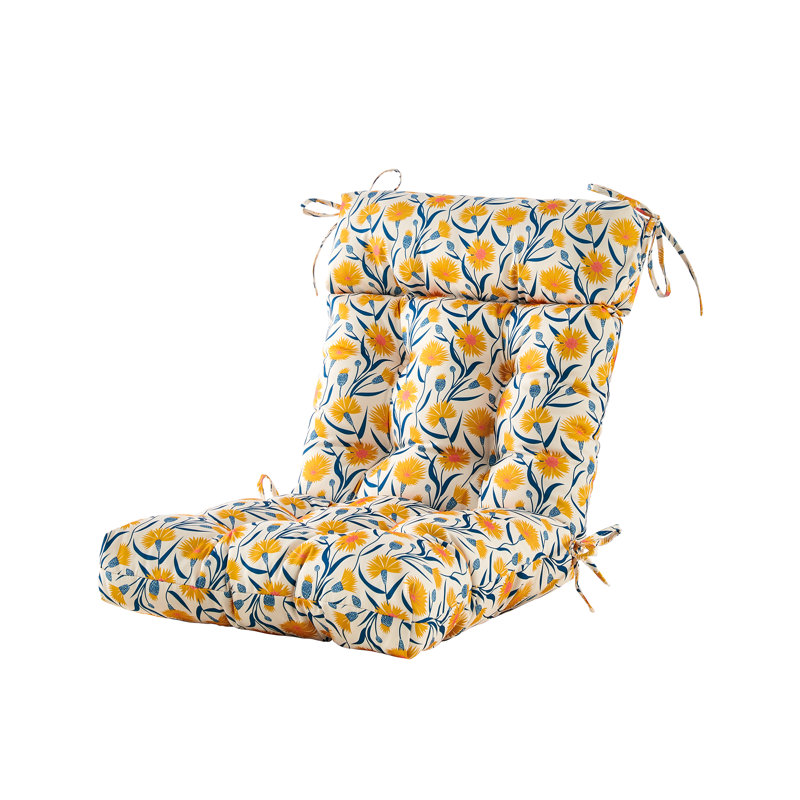 Coussin de dossier / siège d'extérieur, Jaune / bleu floral