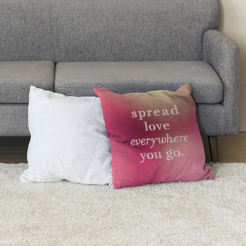 Coussin de sol à motif d’amour spread, H 36 po x l 36 po, Lueur rose