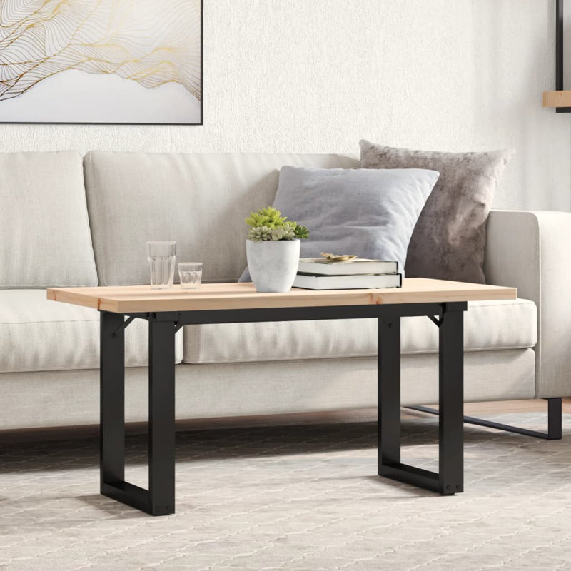 Table basse O-Frame 39,4 po x 19,7 po x 17,9 po en bois de pin massif et acier, H 17,9 po x L 19,7 po x l 39,4 po