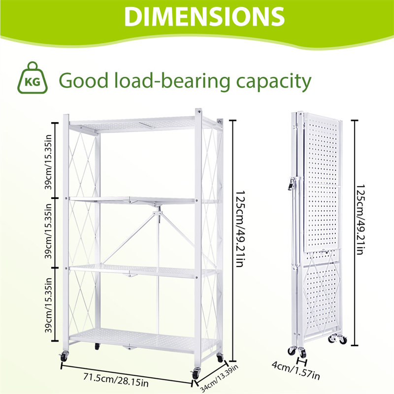 4-Tier Foldable Storage Shelf – White