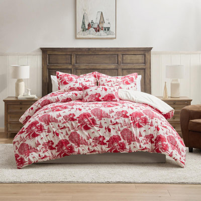 Hallmark Red Toile 4-Piece Holiday Comforter Set, Full/Queen
