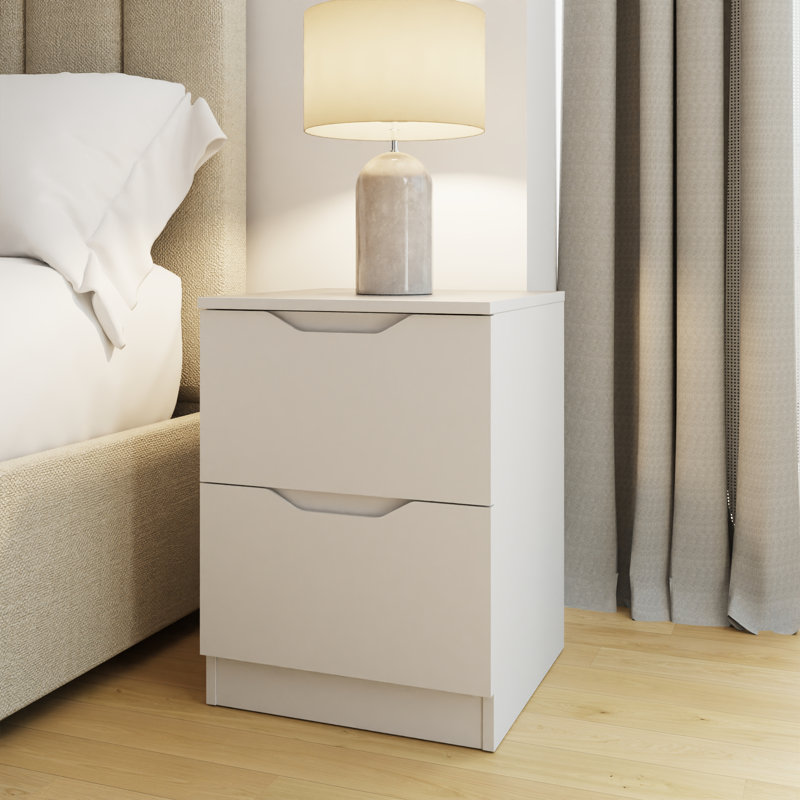 Groove Handled 2 Drawer Bedside, Matt White