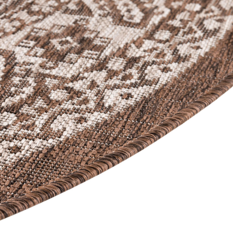 Tapis d'intérieur / extérieur brun Danera, Rond 4 pi