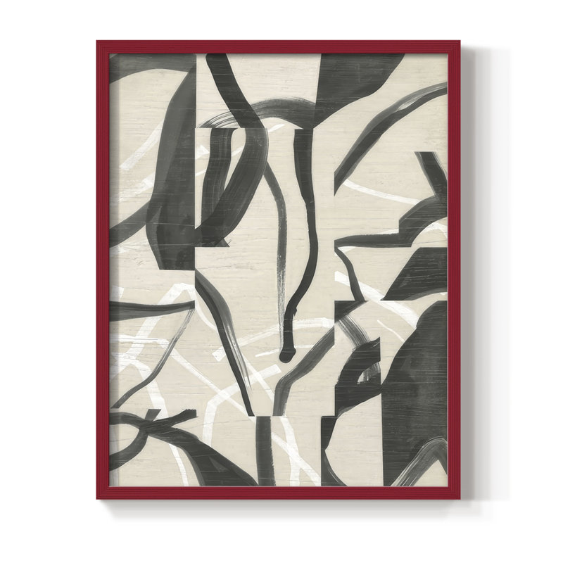"Ink Maze I", H 15 po x l 12 po, Rouge