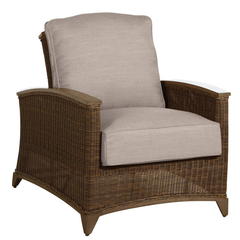 Astoria Patio Chair with Cushions, Astoria #90 Raffia/Oak, No Welt, Tweed Toffee