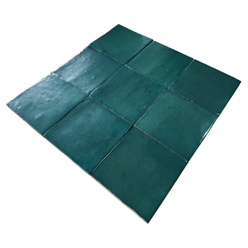 Carrelage mural en céramique aspect zellige 4 po x 4 po Zelij, Sarcelle
