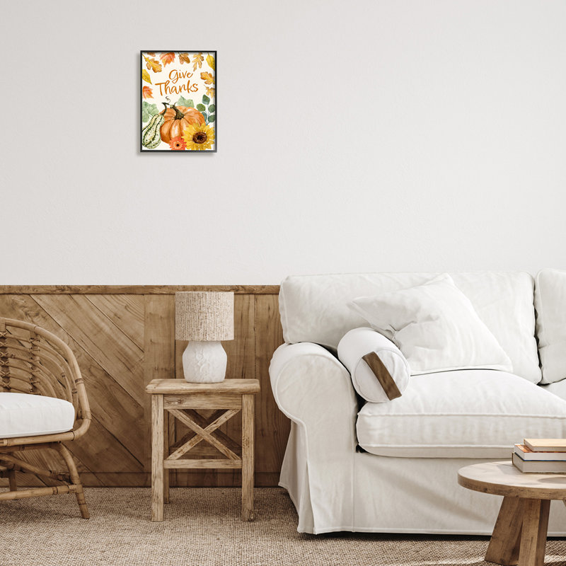 «Donner des mercis», feuilles d'automne, bordure automnale, giclée noire, art texturé par Victoria Barnes