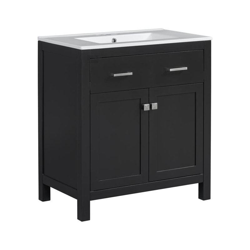 Meuble-lavabo double 60 po, Noir