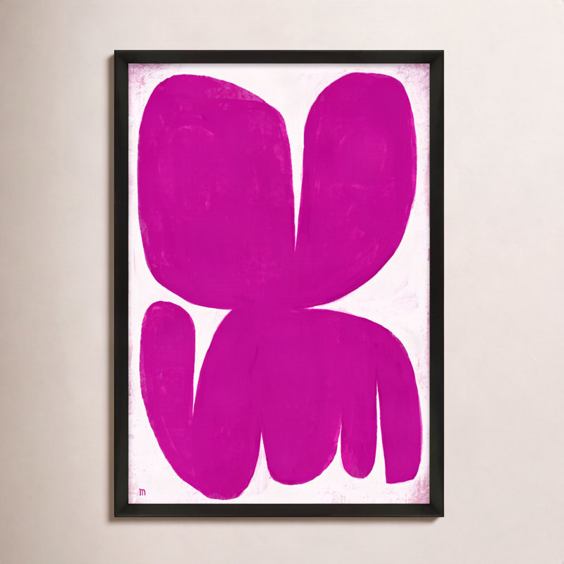 Magenta Moth Print by StudioM, 50" H x 35" W x 1.25" D, Black