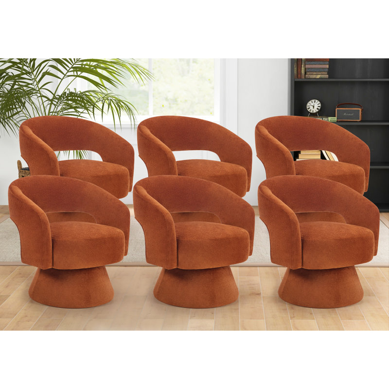 Markeita 27.8''Wide Modern Soft Microfiber Swivel Accent Chair with Unique Backrest Design, Orange, 6