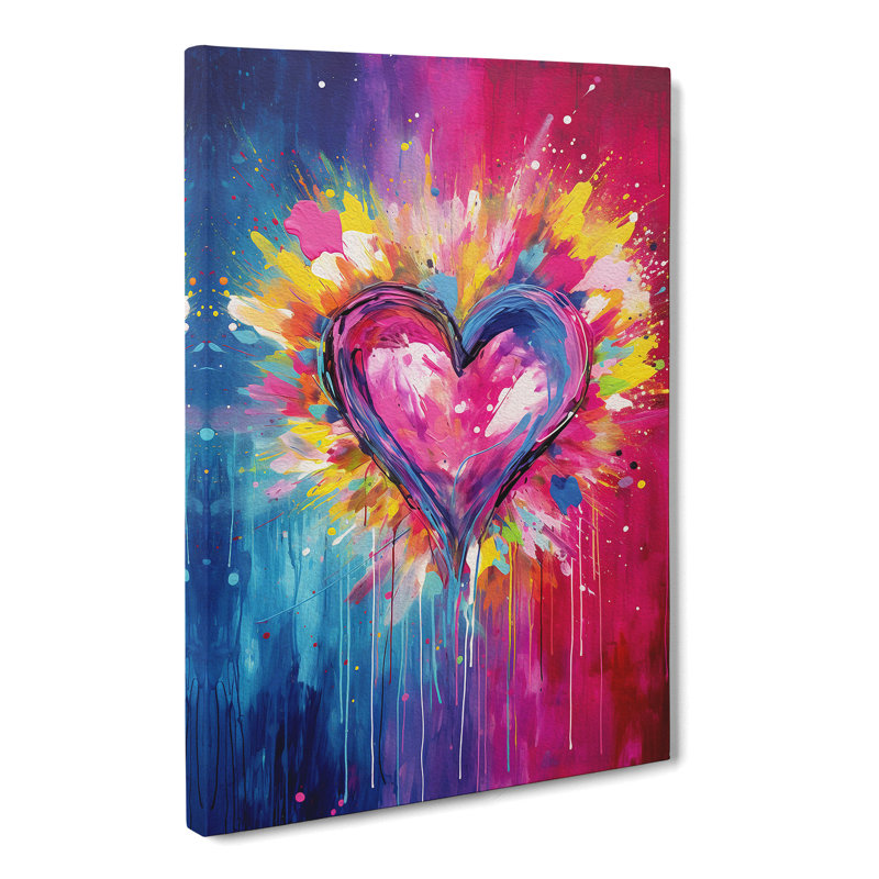 Love Heart Abstract Art - Wrapped Canvas, 50cm H x 35cm W x 3cm D