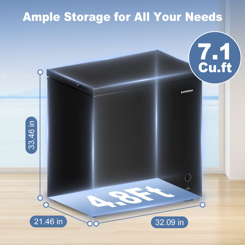 Congélateur coffre de 7,1 pieds cubes avec thermostat et panier réglables, congélateur efficace pour le garage, le sous-sol, la maison et les véhicules récréatifs