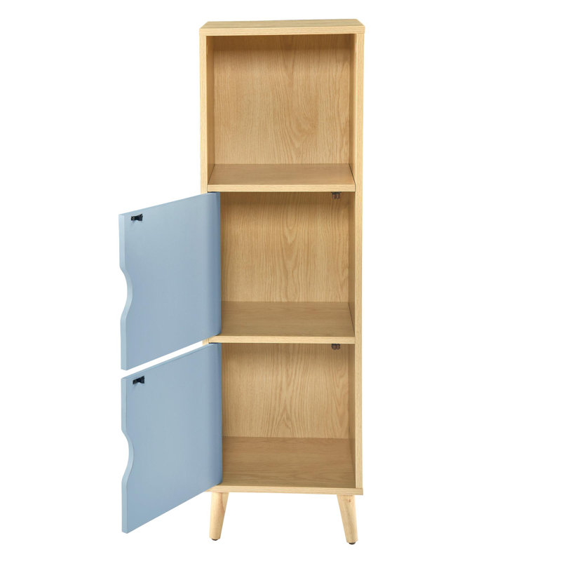 Bibliothèque de rangement Kaddence, Bleu / bois