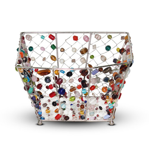 Decorative Beaded Wire Basket