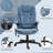 High Back Vibration Massage Office Chair with 6 Vibration Points, Heated Reclining PU Leather Computer Chair with Armrest and Remote, Blue