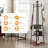 Industrial Style Freestanding Coat Rack: Hall Tree with Storage Shelves, Metal Basket & 8 Hooks-1594119839
