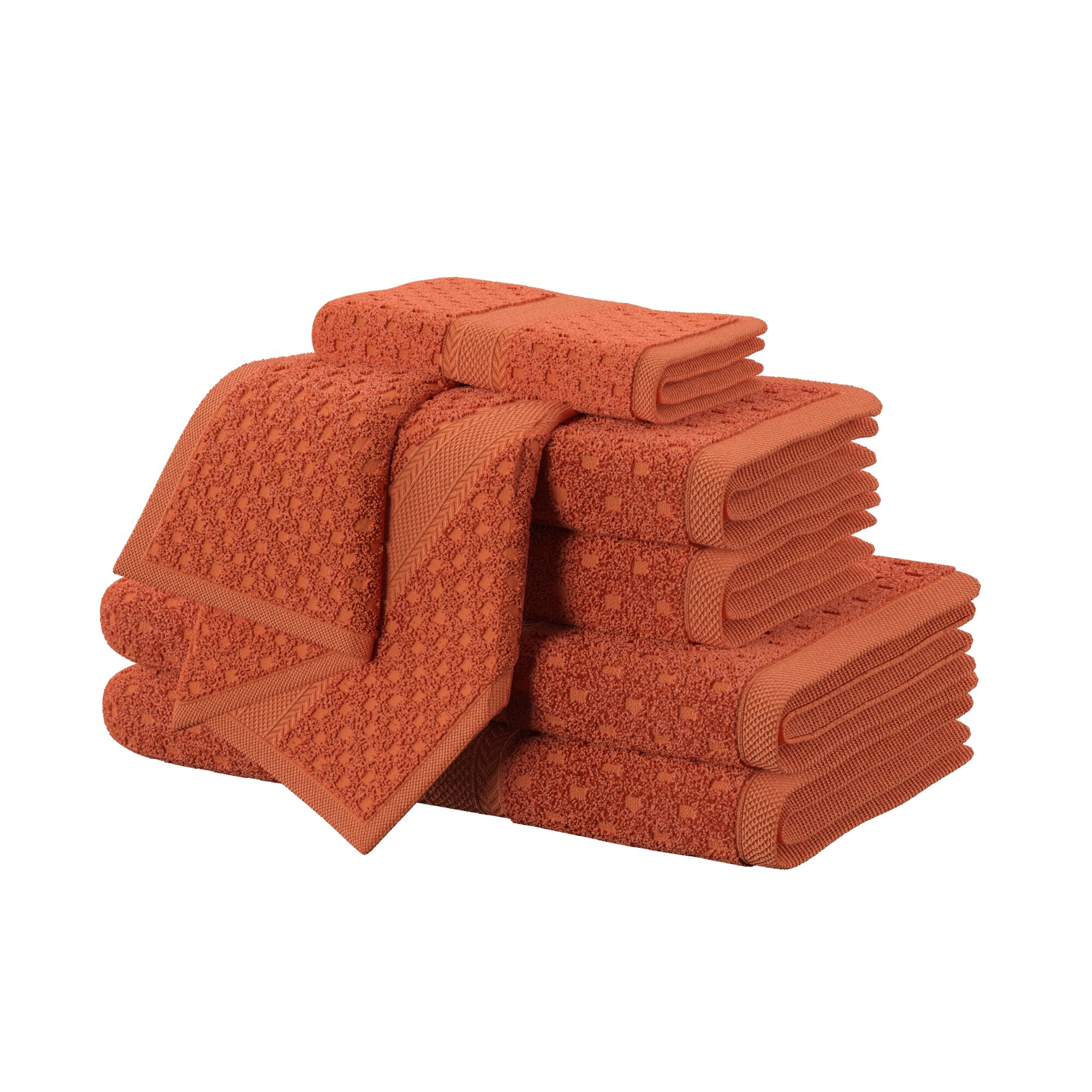 Lita 6 Piece Cotton Jacquard Towel Set Orange