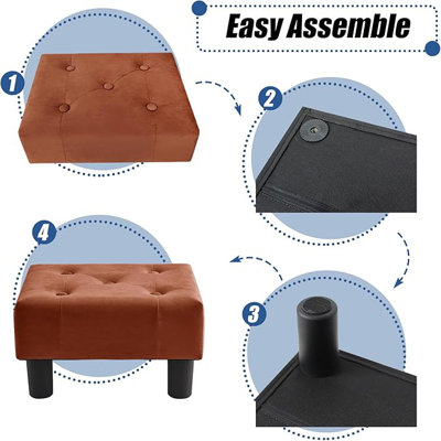 Square Faux Leather Makeup Stool with Metal X Legs
