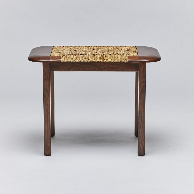 Juno Stool with Solid Wood Frame, Chestnut/Natural