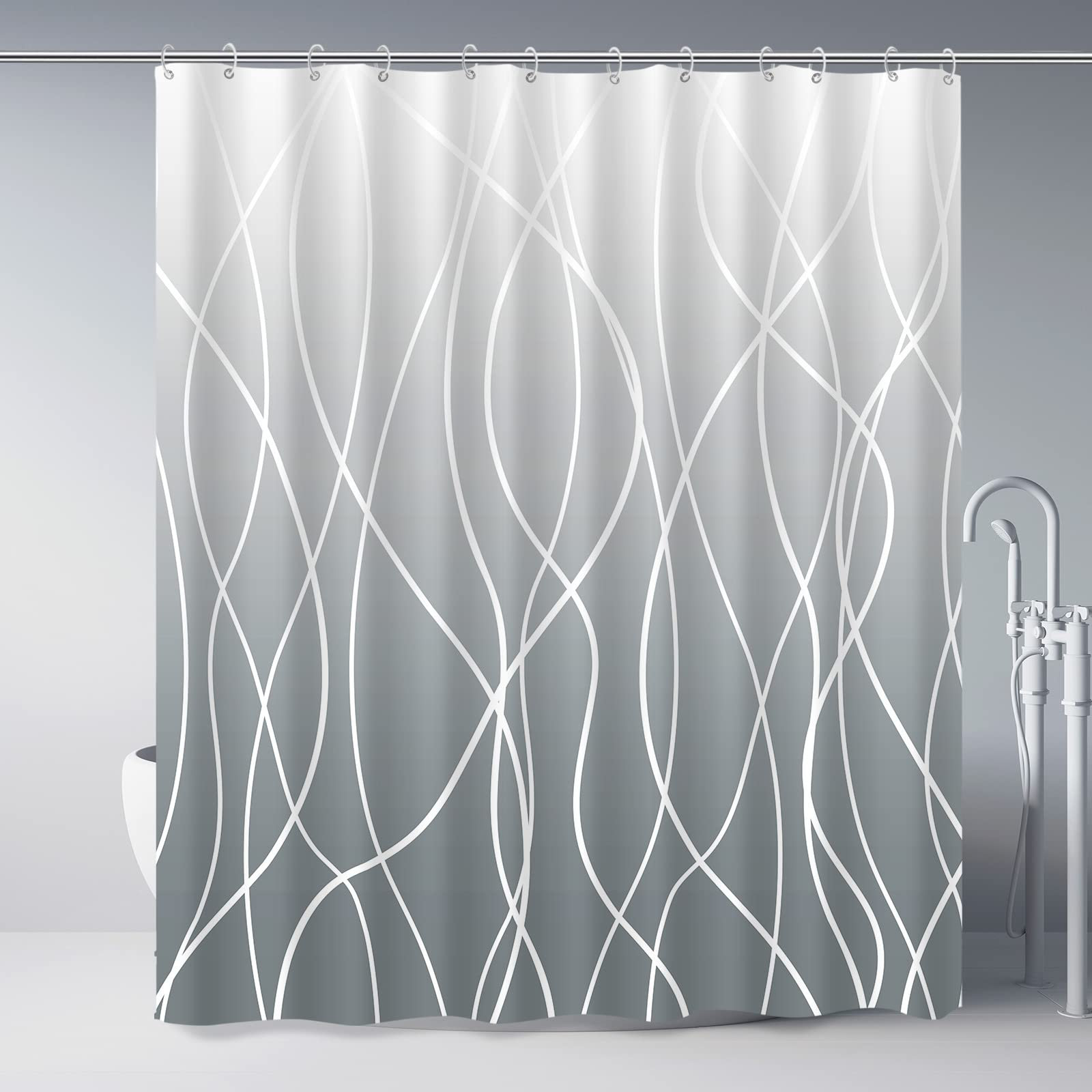 Ivy Bronx Keevi Ombre Shower Curtain with Hooks Included