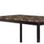 Table de salle à manger rectangulaire à 4 places en faux marbre avec base en métal noir mat, plateau brun, 48 pouces
