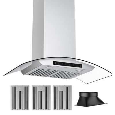 VIKIO 36" Wall mount Range Hood with LED lights, 3-Speed, 500 CFM, Ultra-Quiet, Dishwasher-Safe Filters, Stainless Steel, ETL Listed