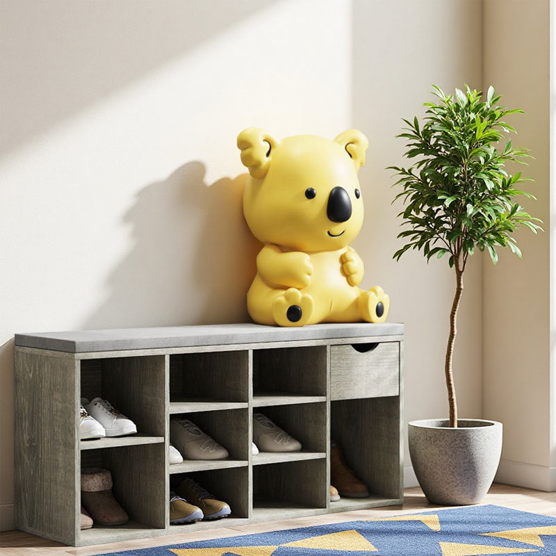 Storage Bench, Shoe Bench, Entryway Bench With Padded Cushion, Drawer And Open Compartments, Bench With Storage, 3 Tier Shoe Rack Bench
