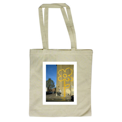 Double Yellow Lines Flower Tote Bag