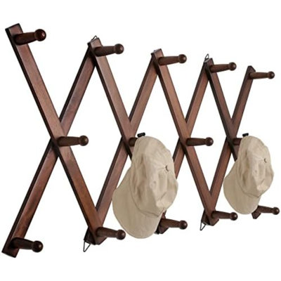 Portemanteau mural 16 pouces de haut avec 14 crochets, portemanteau mural extensible pour manteau, chapeaux, casquettes de baseball, tasse à café, bijoux