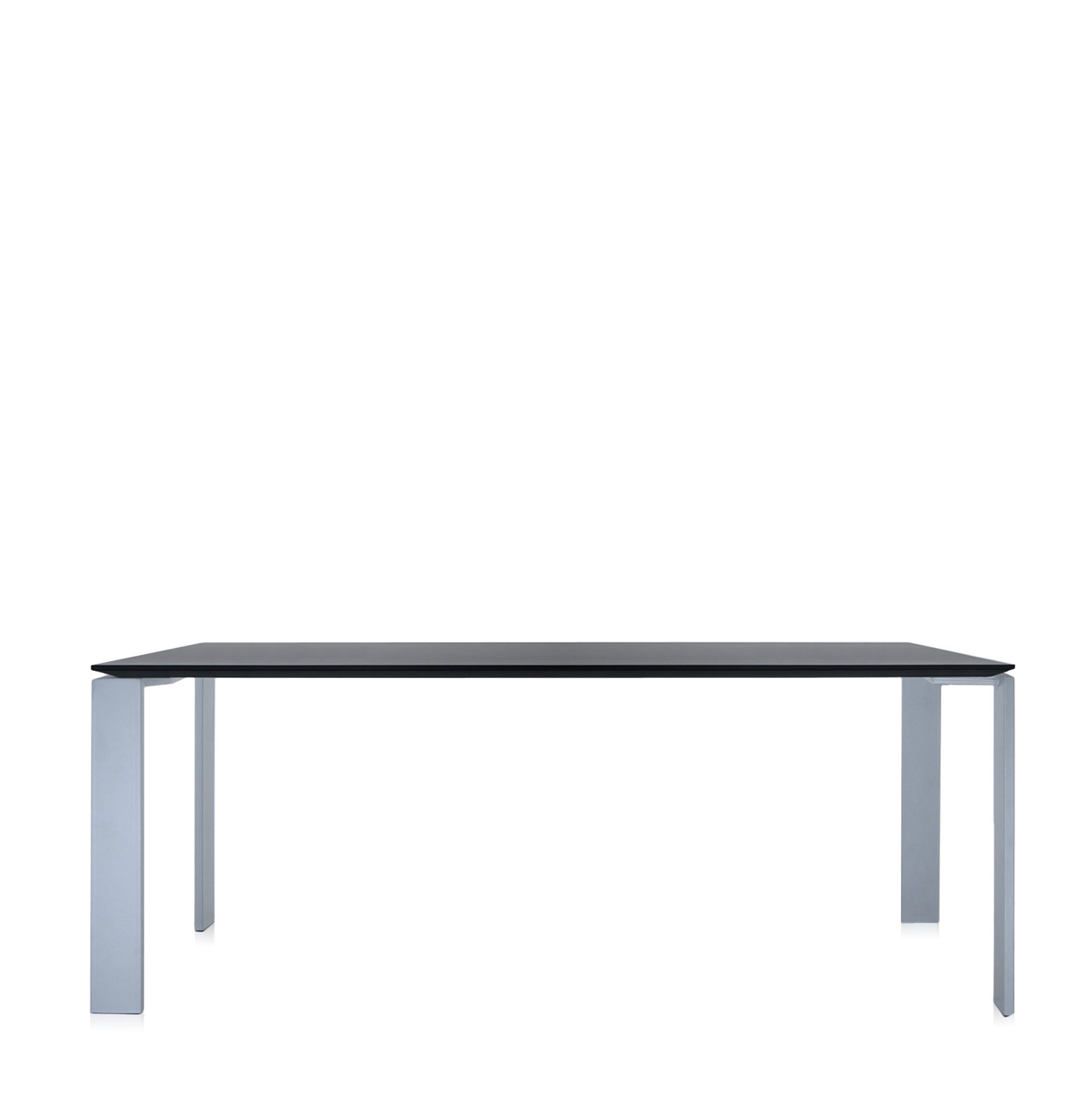 Four Dining Table, 28" H x 75" W x 31" D, Black Top/Aluminum Base