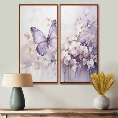 Papillon mauve Enchanted Flight II - ensemble de 2 impressions sur toile modernes