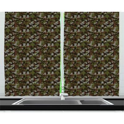 Camouflage Ruffled Kitchen Curtain