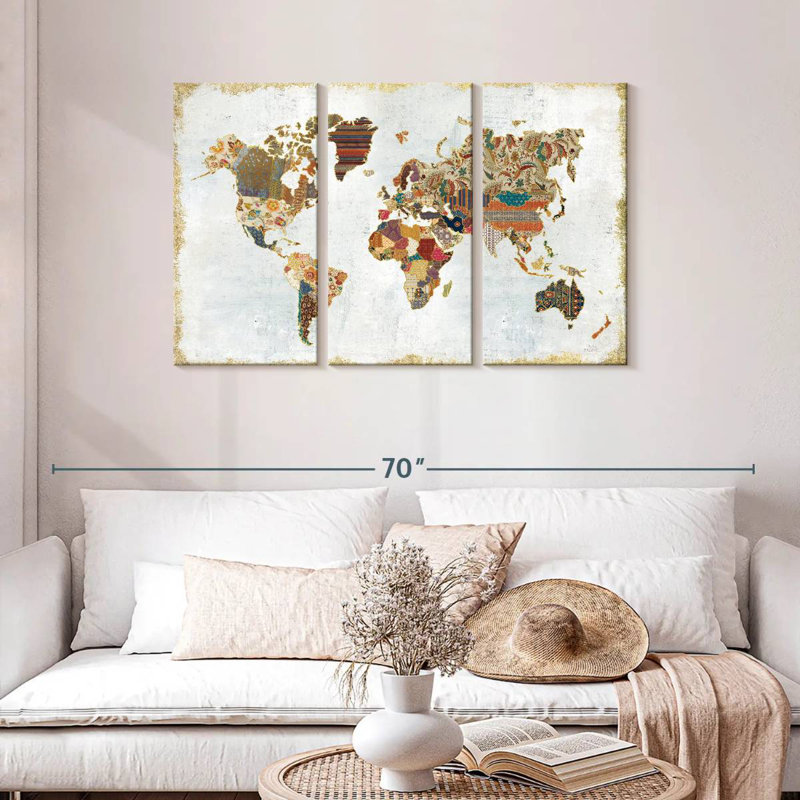 Aliaz Pattern World Map, 28" H x 45" W